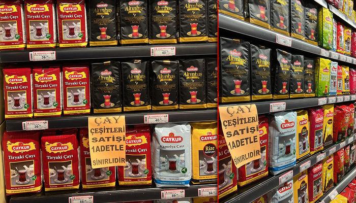 Rize'de marketteki çay rafı şok etkisi yarattı! Kotalı satışı görenler şaşkına döndü